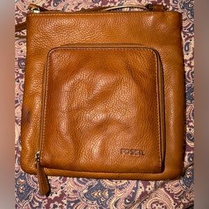 Fossil Tan Leather Crossbody Bag
